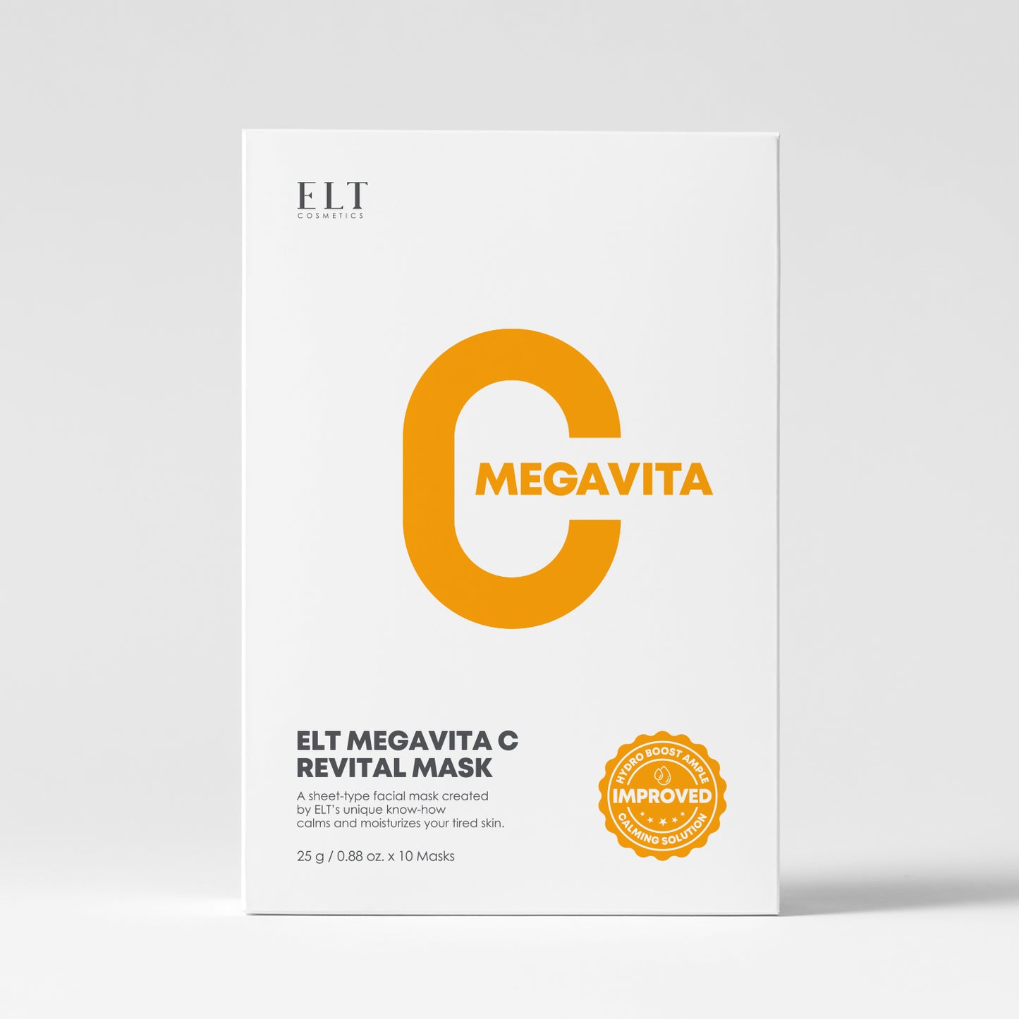 ELT Mega Vitamin C Sheet Mask – 10 Pack (25g Each) | Brightening, Soothing, Anti-Wrinkle, Korean Skincare.