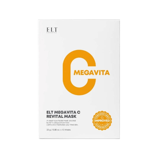 ELT Mega Vitamin C Sheet Mask – 10 Pack (25g Each) | Brightening, Soothing, Anti-Wrinkle, Korean Skincare.