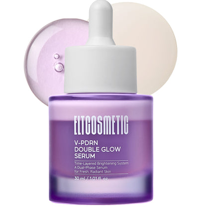ELT V-PDRN Double Glow Serum with Rose PDRN - 3 Forms of Vitamin C, Dual-Layer Brightening Serum, Hydrating Glow Serum with Peptides, Collagen & Hyaluronic Acid for Radiant Looking Skin, 30ml