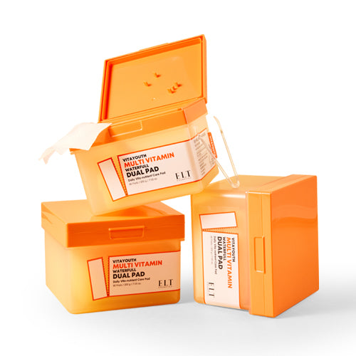 ELT Multi Vitamin Dual Toner Pads – 80 Ct | Vegan, Acne Spot Treatment, Brightening & Hydrating K-Beauty.